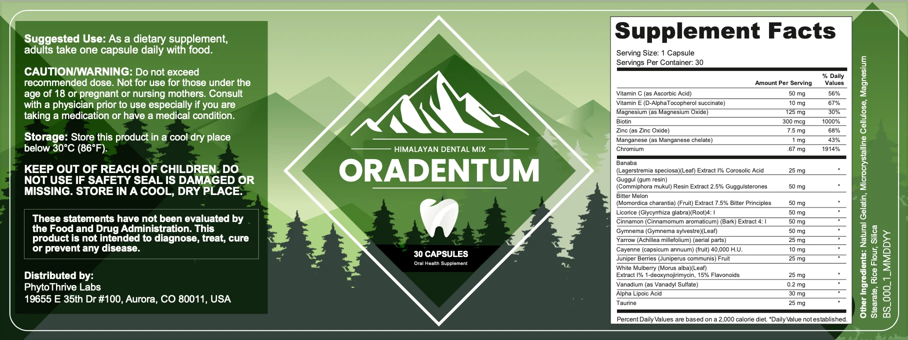 Oradentum Product Label